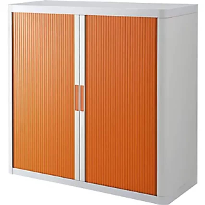 Paperflow easyOffice Roller Shutter Cupboard, 2 Shelves, Height 1040mm, White/Or