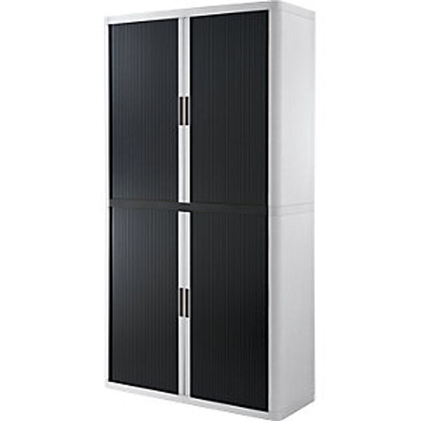 Paperflow easyOffice Roller Shutter Cupboard, 4 Shelves, Height 2040mm, White/Bl