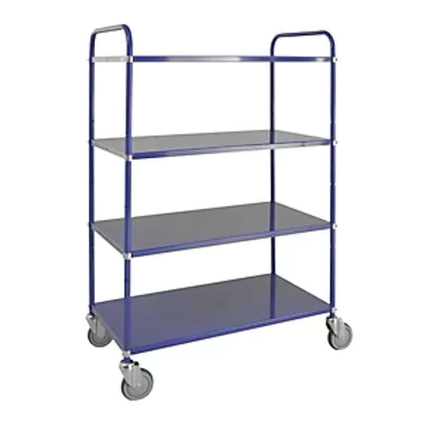KONGA Lightweight Shelf Truck, Height 1445mm, With 4 Metal Shelves, Blue, 4 Swiv