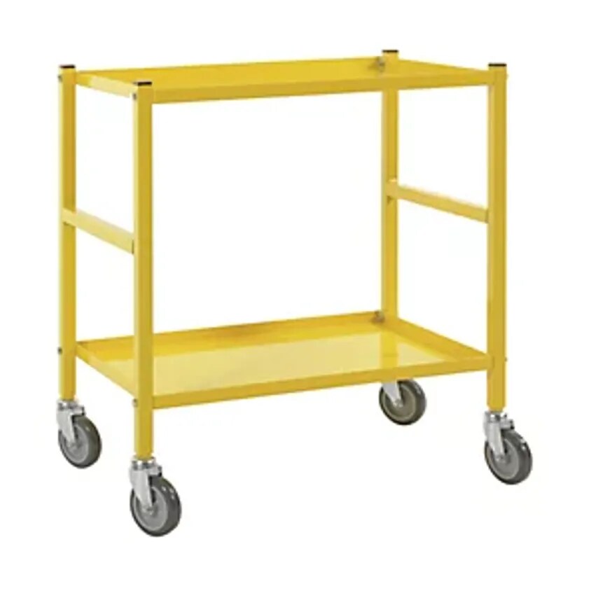 KONGA Table Trolley With 2 Shelves, 4 Swivel Castors, Yellow