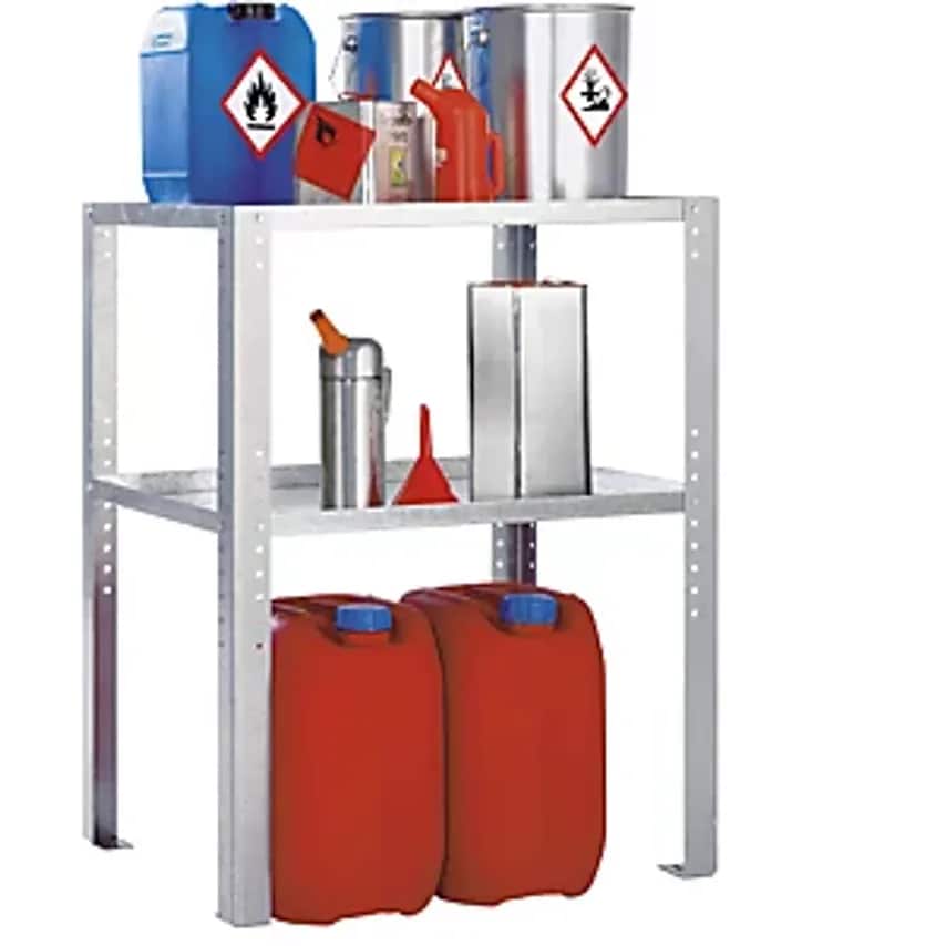 EUROKRAFTpro Drum And Small Container Shelf Unit, With 2 Tray Shelves, HxWxD 900