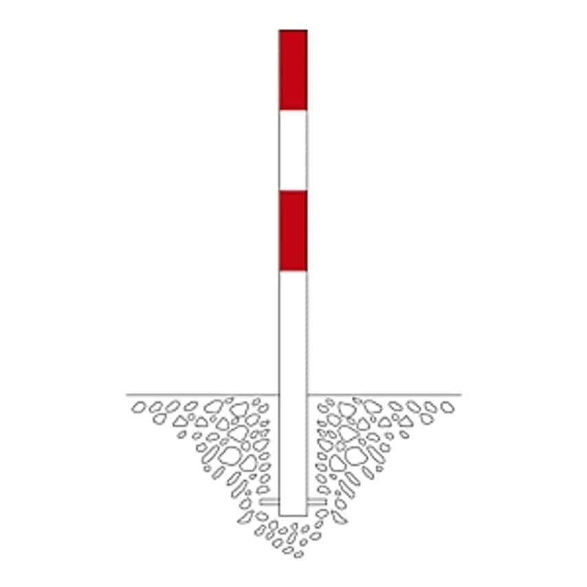 Moravia Barrier Post, For Setting In Concrete, 76mm, Red/White Plastic Coated, 2