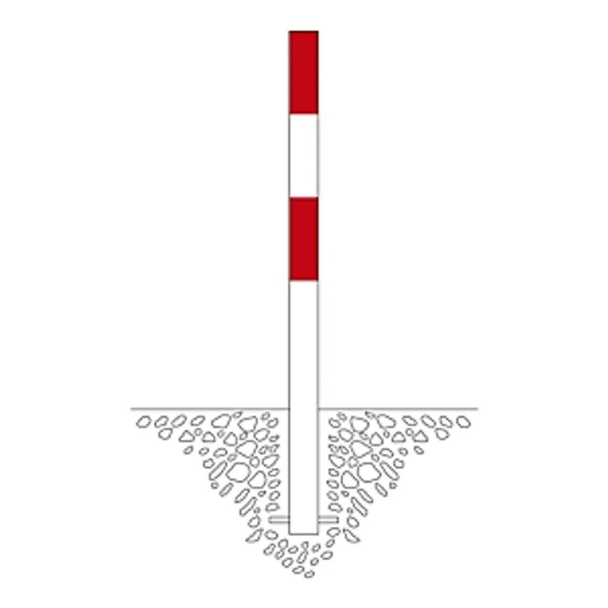 Moravia Barrier Post, For Setting In Concrete, 76mm, Red/White Plastic Coated, 1