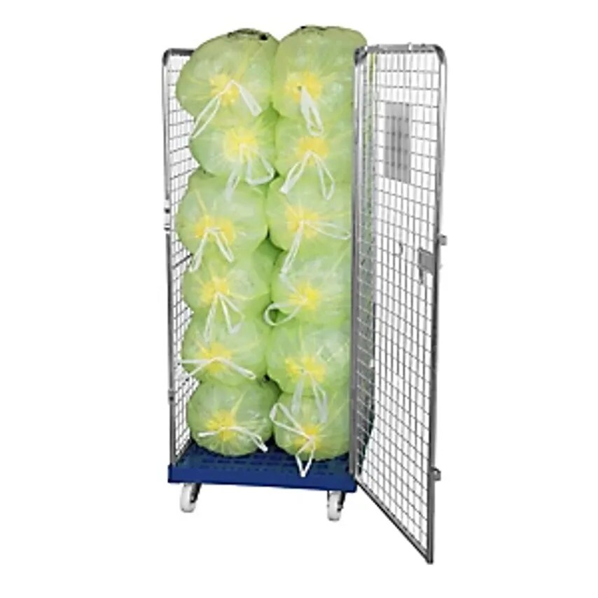 ESB Wire Mesh Container With Plastic Dolly, 4-sided, Effective Height 1585mm
