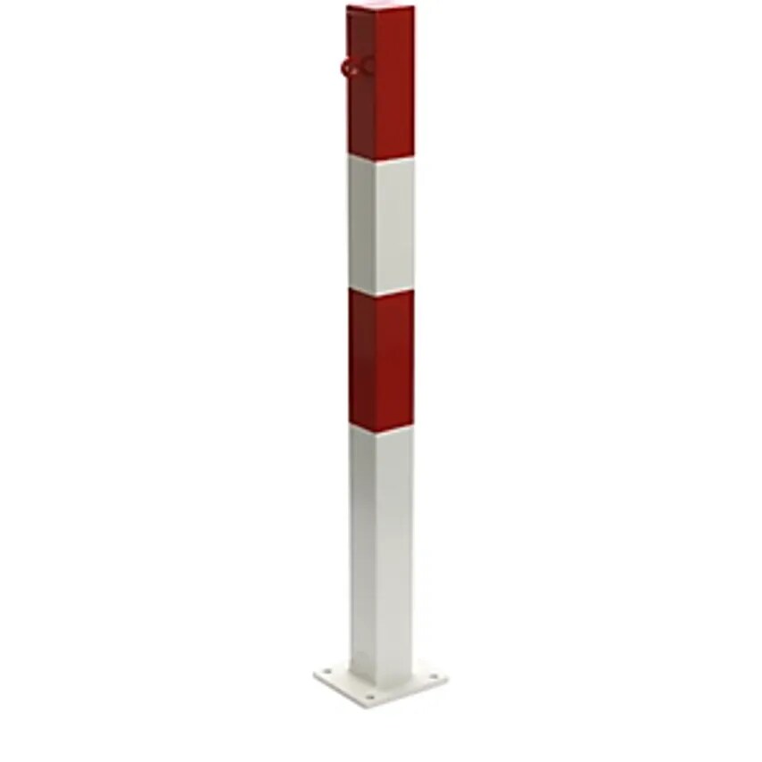 Moravia Barrier Post, For Bolting In Place, 70 X 70mm, Painted Red/White, 1 Eyel