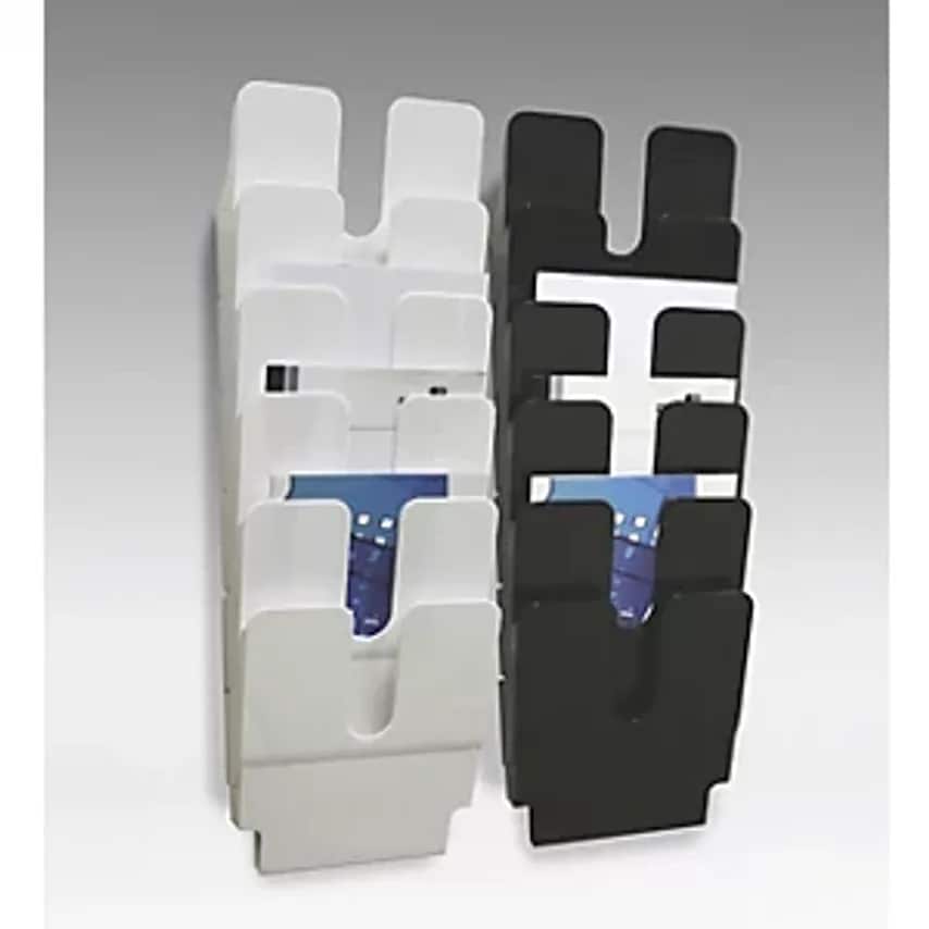 Durable Wall-mounted Brochure Stand, 6 X A4 Portrait Format, Pack Of 3, White