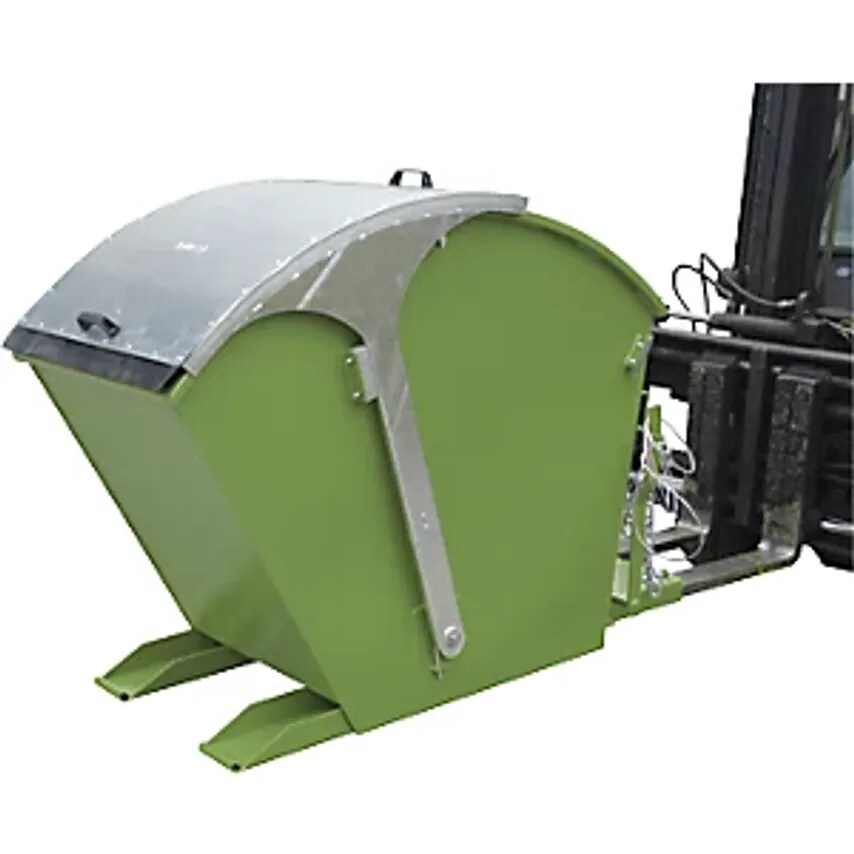 EUROKRAFTpro Tilting Skip With Round Lid, Capacity 0.75 m, Reseda Gre- you get 2