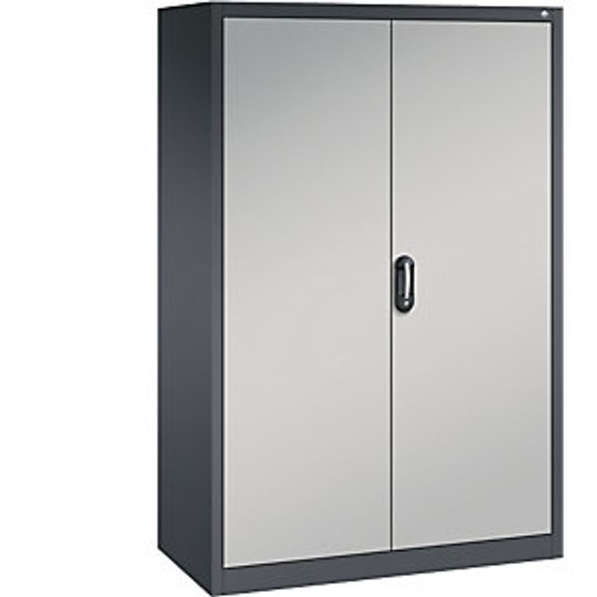 C&P ACURADO Universal Cupboard, WxD 1200 X 600mm, Black Grey/White Aluminium