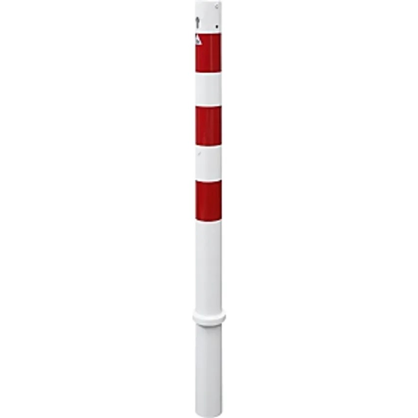 SCHAKE Barrier Post, 76mm, White/Red, Removable With Profile Cylinder, Without E