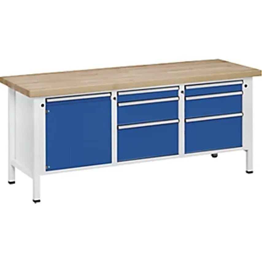 ANTON KESSEL GMBH Workbench, Frame Construction, 1 X 540mm Door, 6 Drawers, Heig