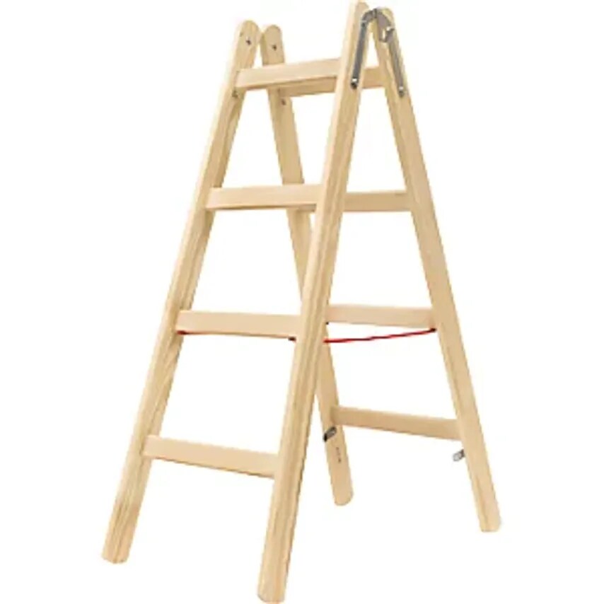 Hymer Wooden Step Ladder, With Rungs, Accessible On Both Sides, 2 X 4 Rungs