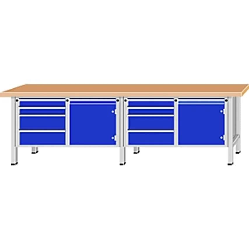 ANTON KESSEL GMBH Workbench Width 2800mm - Frame Construction - 2 Doors, 8 Fully