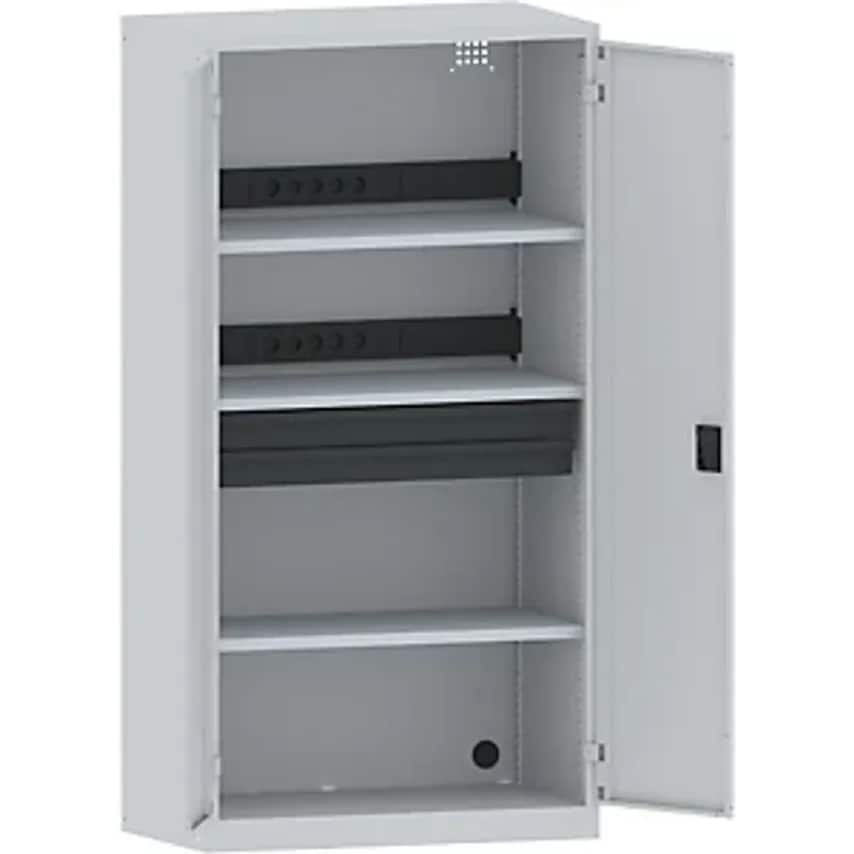 Lista Battery Charging Cabinet, 3 Shelves, 2 Drawers, Solid Panel Doors, Grey