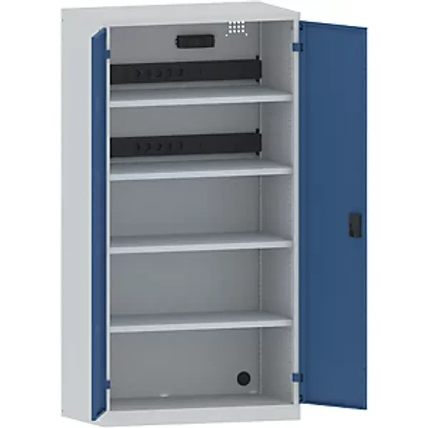 Lista Battery Charging Cabinet - 4 Shelves - Solid Panel Doors, Grey/Blue