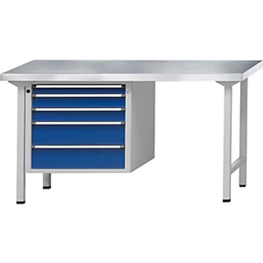ANTON KESSEL GMBH Workbench, Frame Construction, 5 Drawers, Sheet Steel Covered