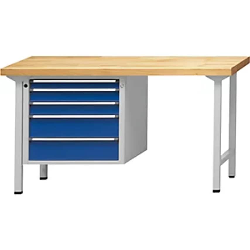 ANTON KESSEL GMBH Workbench, Frame Construction, 5 Drawers, Solid Beech Worktop