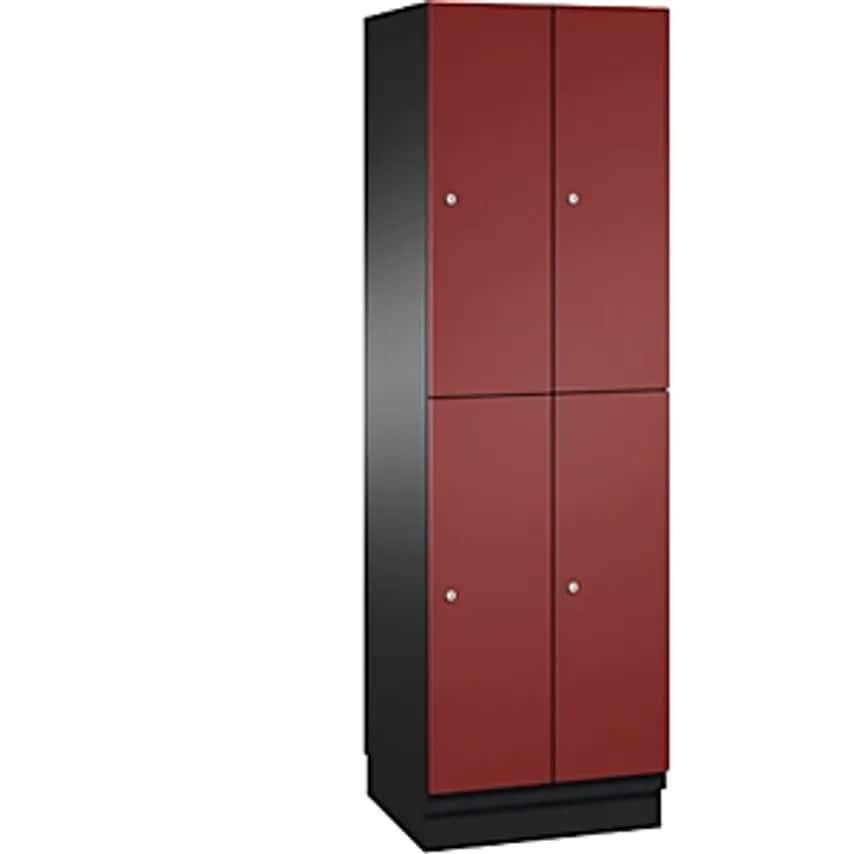 C&P CAMBIO Locker Unit With Clothes Rail - 4 Compartments - Body Black Grey/Door