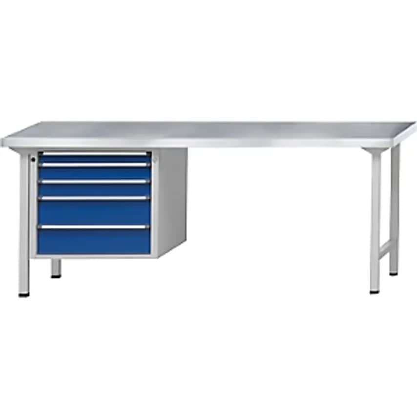 ANTON KESSEL GMBH Workbench, Frame Construction, 5 Drawers, Steel Sheet Covered