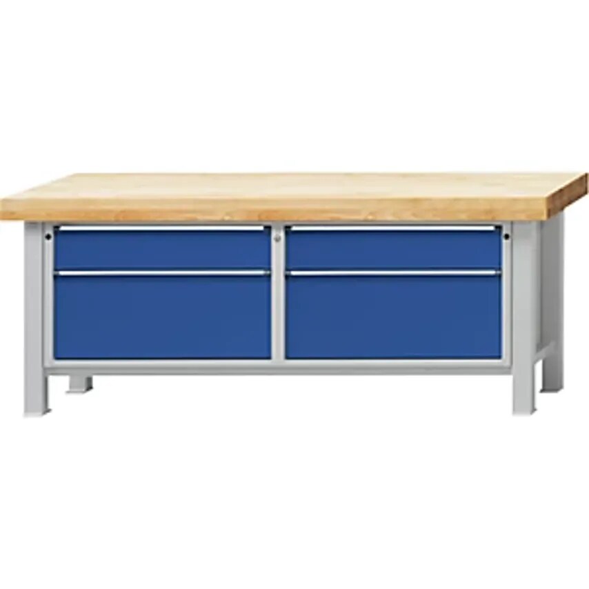 ANTON KESSEL GMBH Heavy Duty Workbench, 2 Drawers On Left, 2 Drawers On Right, S