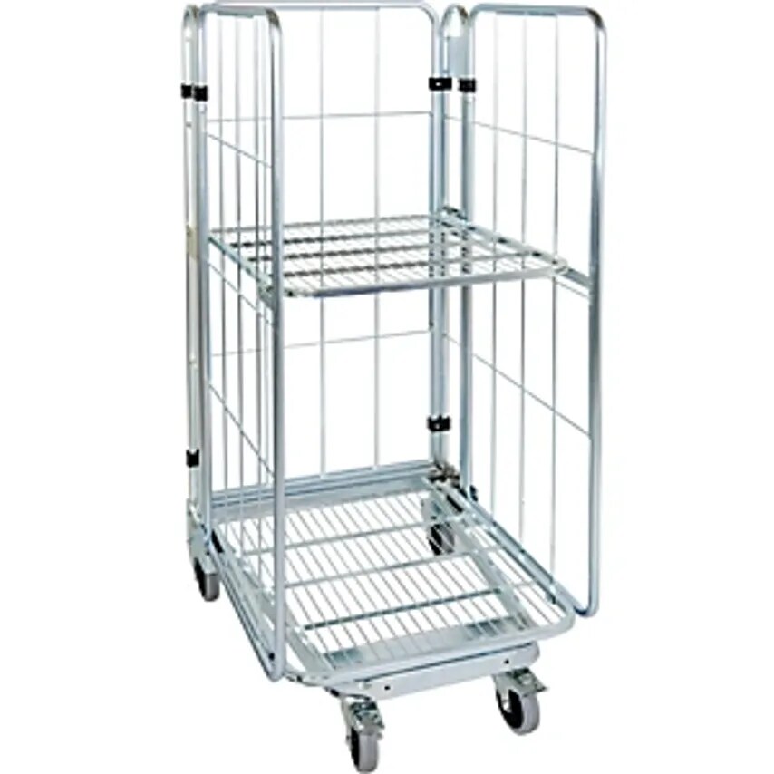 ESB Roll Container, Nestable, 3-sided, With Mesh Shelf, HxWxD 1660 X 729 X 818mm