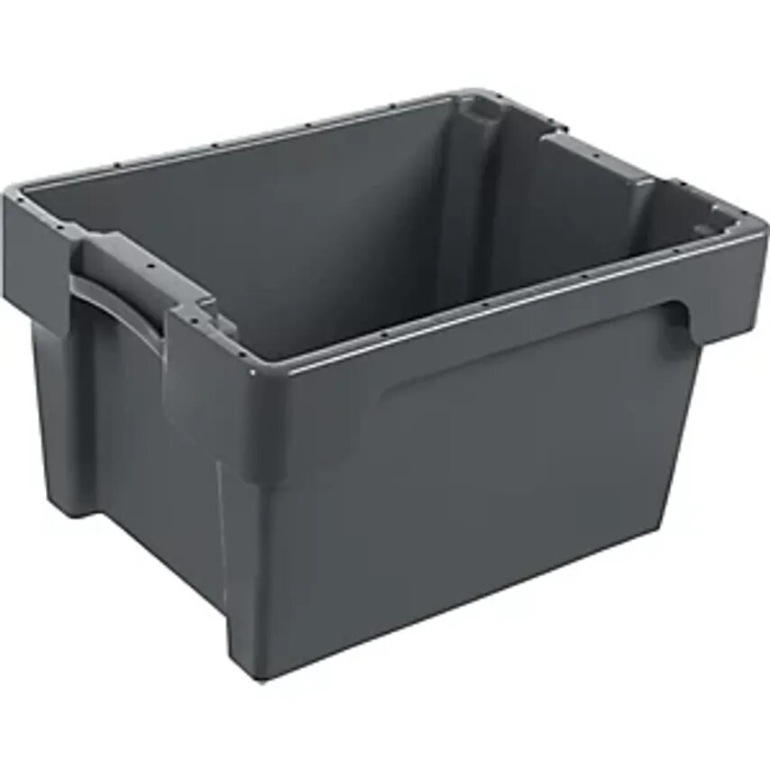 WERIT Stack/nest Container HDPE, Capacity 18 L, Solid Walls And Base, Grey