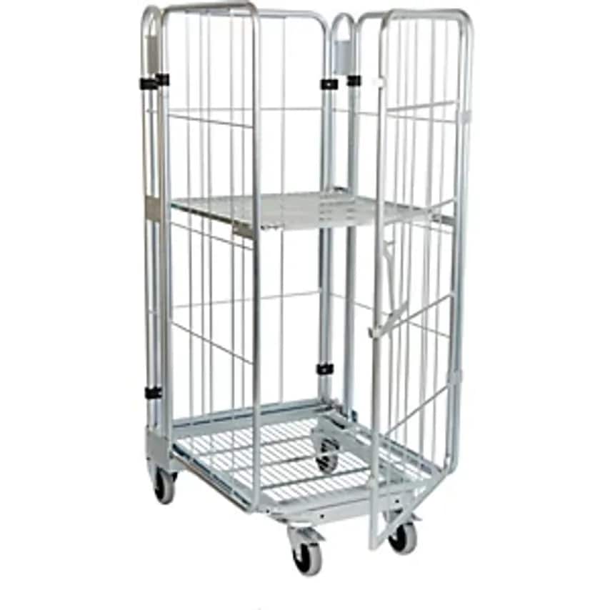 ESB Roll Container, Nestable, 4-sided, With Mesh Shelf, HxWxD 1770 X 729 X 818mm