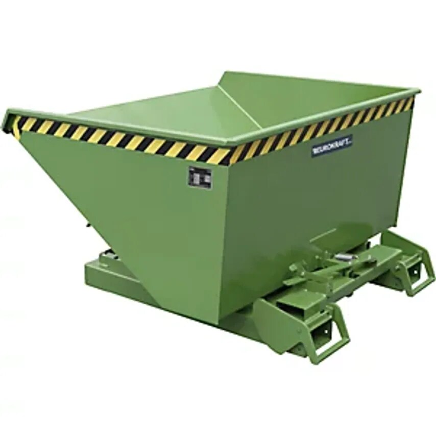 EUROKRAFTpro Automatic Tilting Skip, Capacity 0.6 m, Green RAL 6011