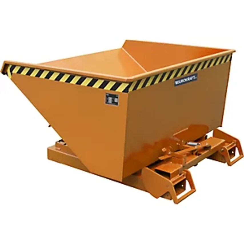 EUROKRAFTpro Automatic Tilting Skip, Capacity 0.6 m, Orange RAL 2000
