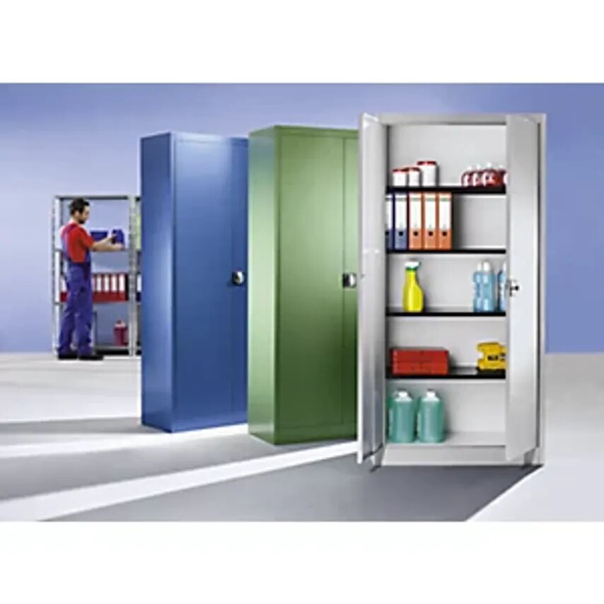MAUSER Double Door Cupboard, HxW (External) 1950 X 950mm, With 4 Shelves, Depth