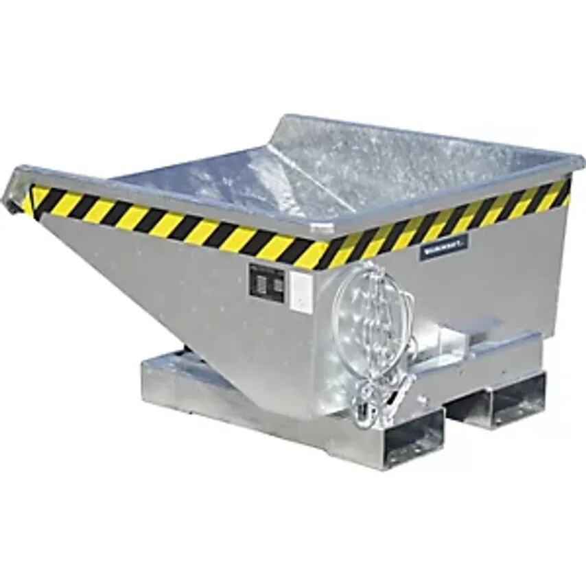 EUROKRAFTpro Mini Tilting Skip For Chippings, Capacity 0.15 m, Galvanised