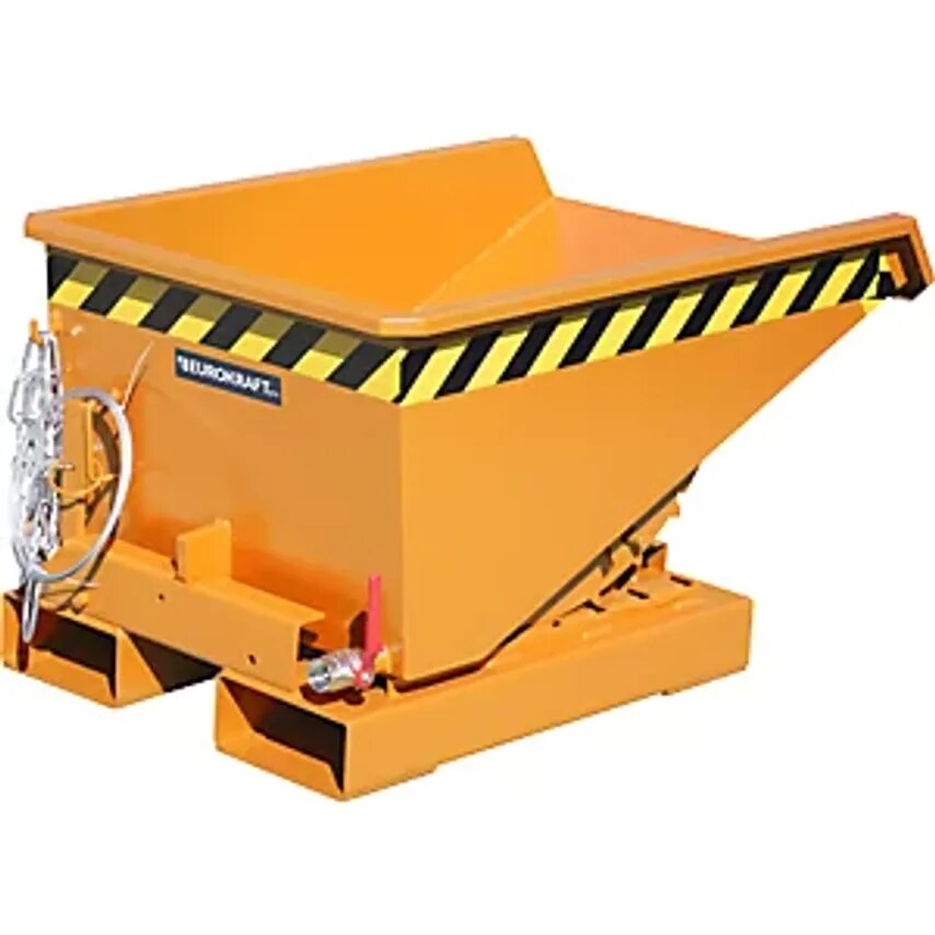 EUROKRAFTpro Mini Tilting Skip For Chippings, Capacity 0.275 m, Orange RAL 2000