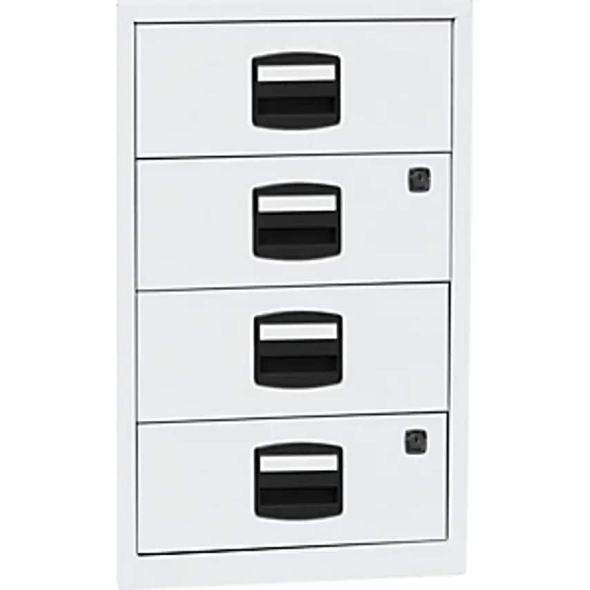 Bisley PFA Side Cupboard, 4 Universal Drawers, Traffic White