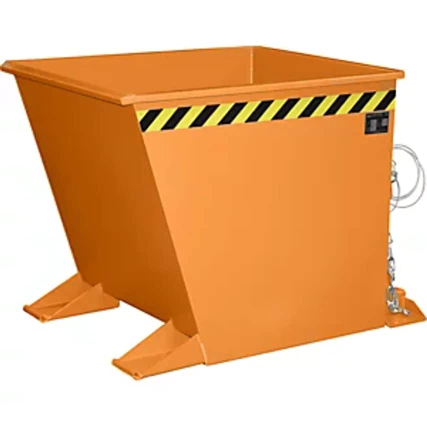 EUROKRAFTpro Tilting Skip For Chippings, Capacity 0.55 m, Orange RAL 2000