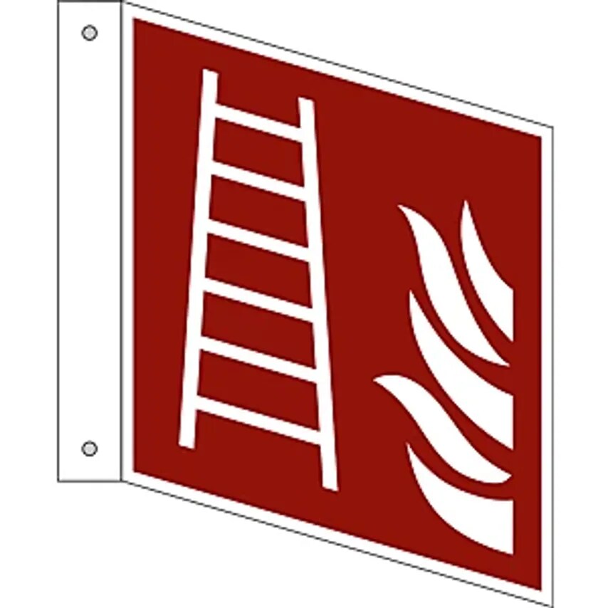 MARAHRENS Fire Protection Sign, Ladder, Pack Of 10, Plastic, L Shaped Sign, 150