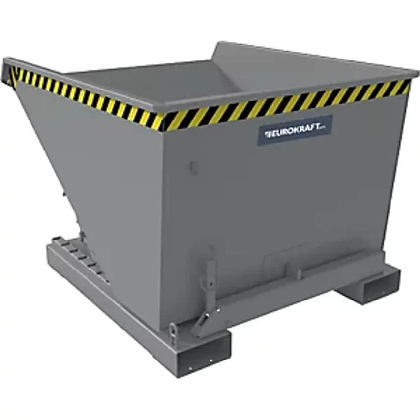 EUROKRAFTpro Tilting Skip Incl. Roll-Off Mechanism, Capacity 0.6 m, LxWxH 1260 X
