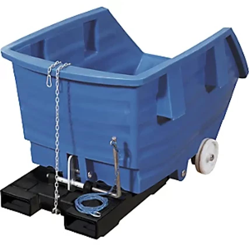 DENIOS Tilting Skip Polyethylene, With Forklift Pockets And Castors, Capacity 0.