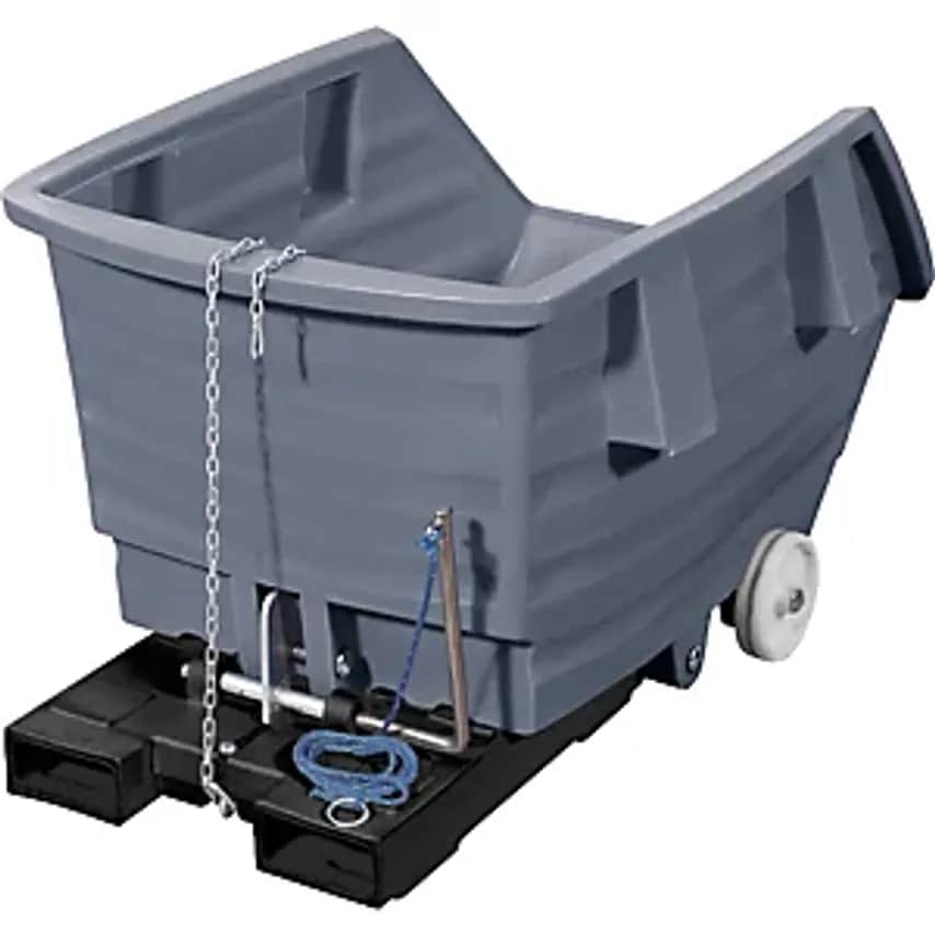 DENIOS Tilting Skip Polyethylene, With Forklift Pockets And Castors, Capacity 0.