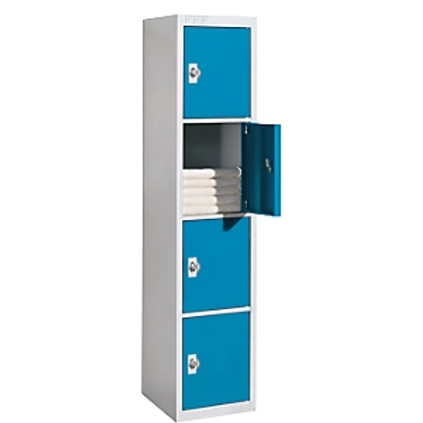 CEHA Steel Locker, 4 Compartments, Width 450mm, Standard Unit, Light Blue Door