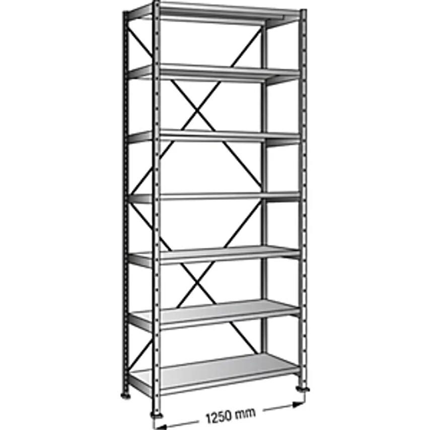 SCHOLZ Boltless Shelving Unit - Zinc Plated - Height 2640mm, Shelf Width 1200mm,