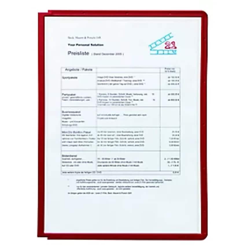 Durable Clear View Panel With Profiled Frame, For A4, Pack of 10, Red- you get 3