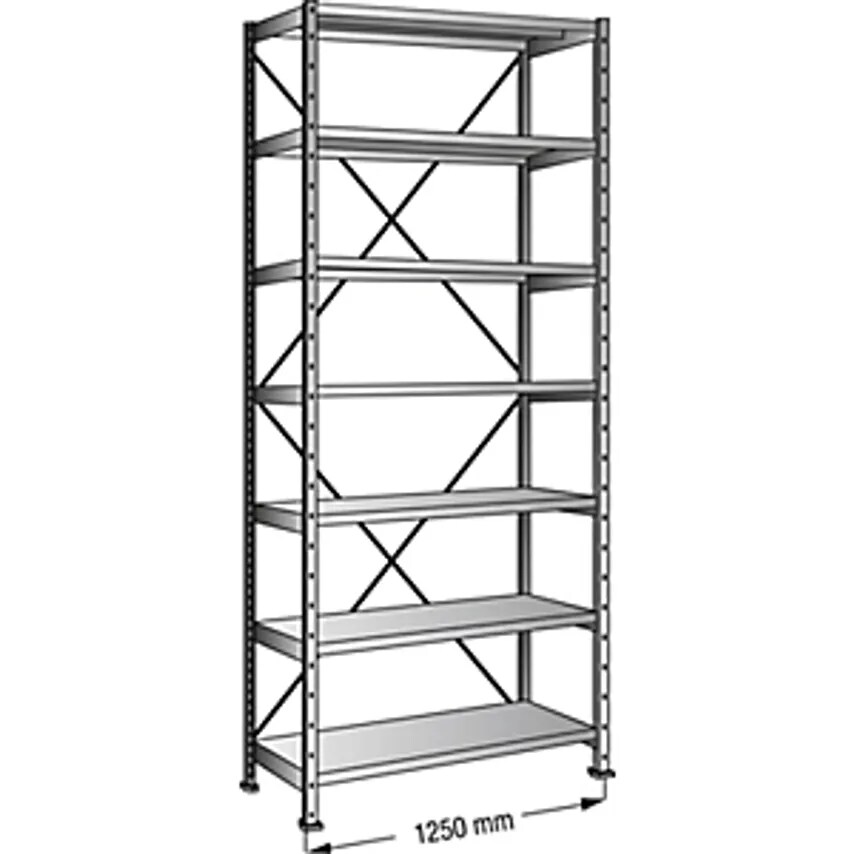SCHOLZ Boltless Shelving Unit - Zinc Plated - Height 3000mm, Shelf Width 1200mm,