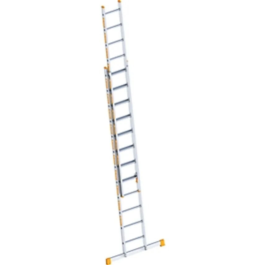 Layher Aluminium Extension Ladder, 2 Part, Extendable, 2 X 12 Rungs Incl. Beam