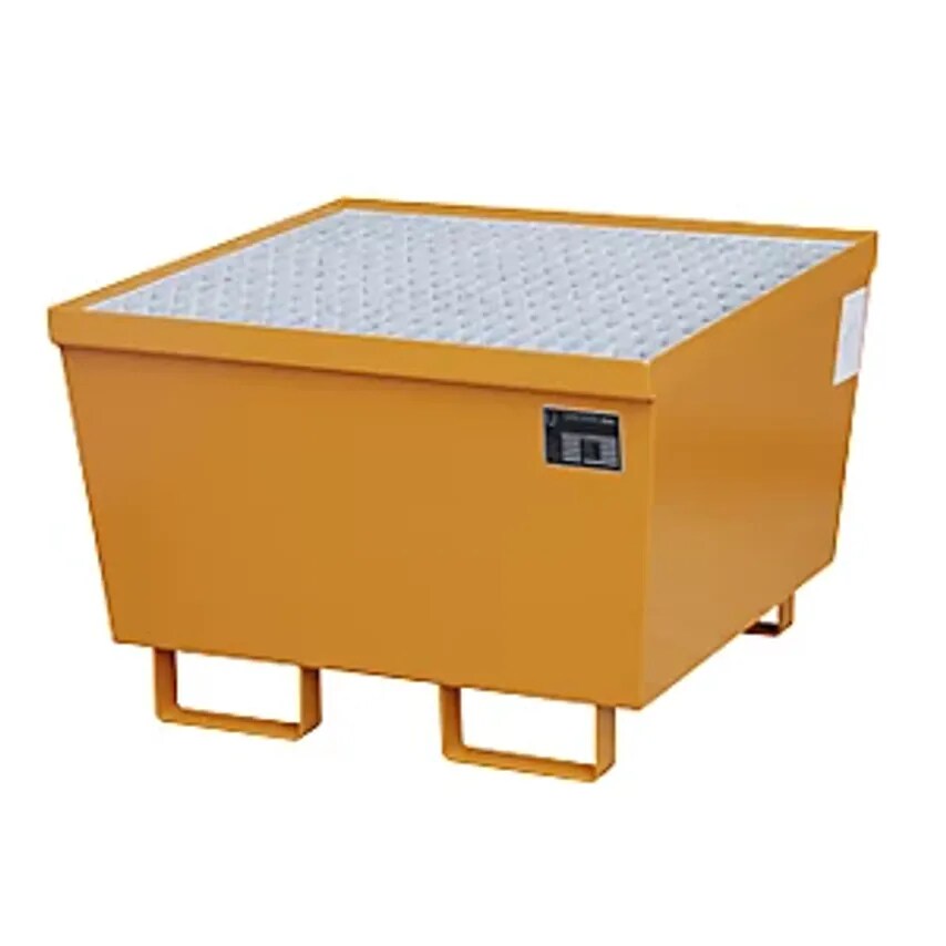 EUROKRAFTpro Steel Sump Tray, LxWxH 800 X 800 X 545mm, Painted Orange RAL 2000,