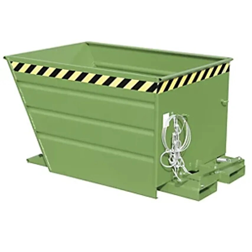 EUROKRAFTpro Tilting Skip, Compact Design, Capacity 1.1 m, Reseda Green