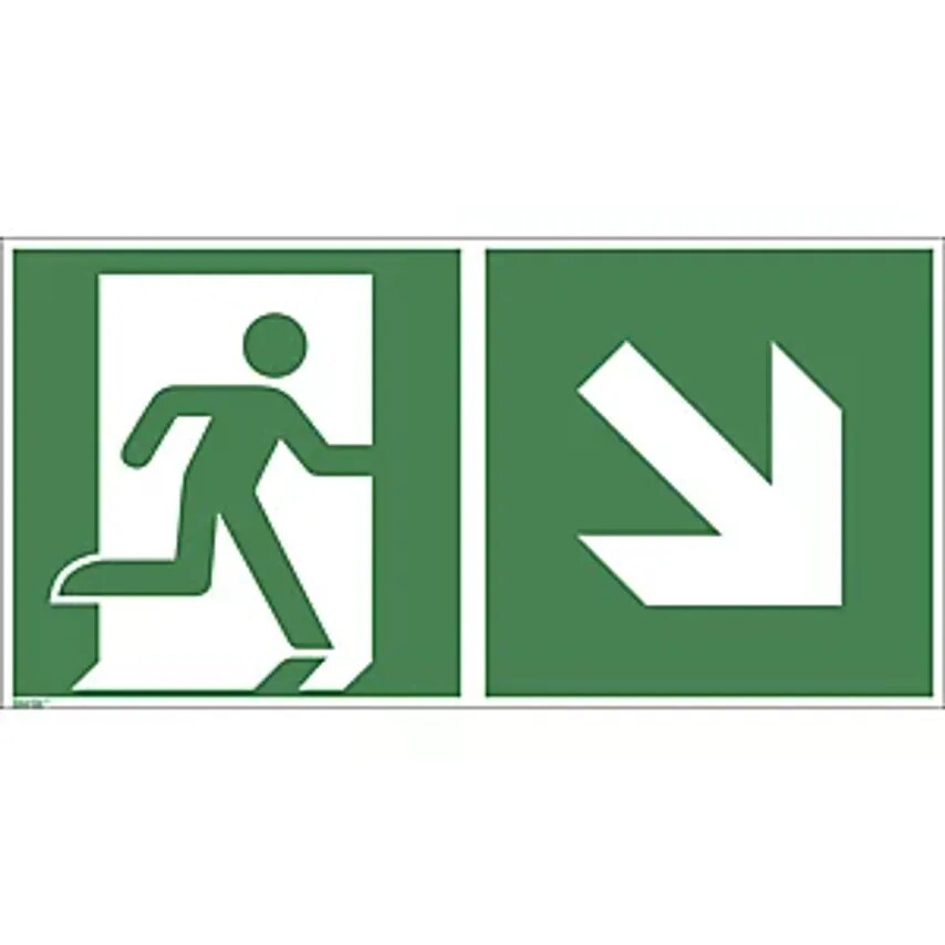 MARAHRENS Emergency Exit Signs, Right Downwards, Pack Of 10, Film, 400 X 200mm