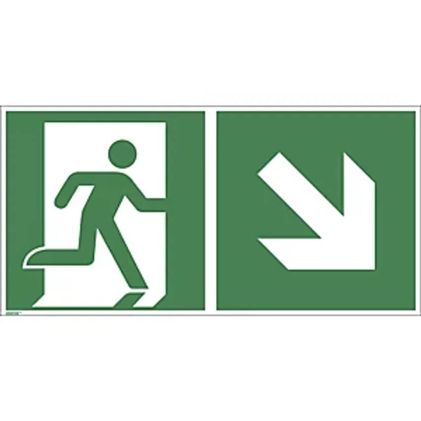 MARAHRENS Emergency Exit Signs, Right Downwards, Pack Of 10, Aluminium, 300 X 15