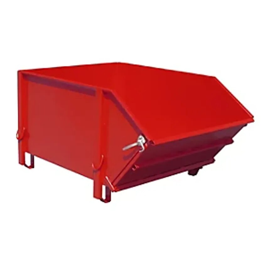 EUROKRAFTpro Sheet Steel Container, Capacity 1 m, With Folding Chute, Flame Red