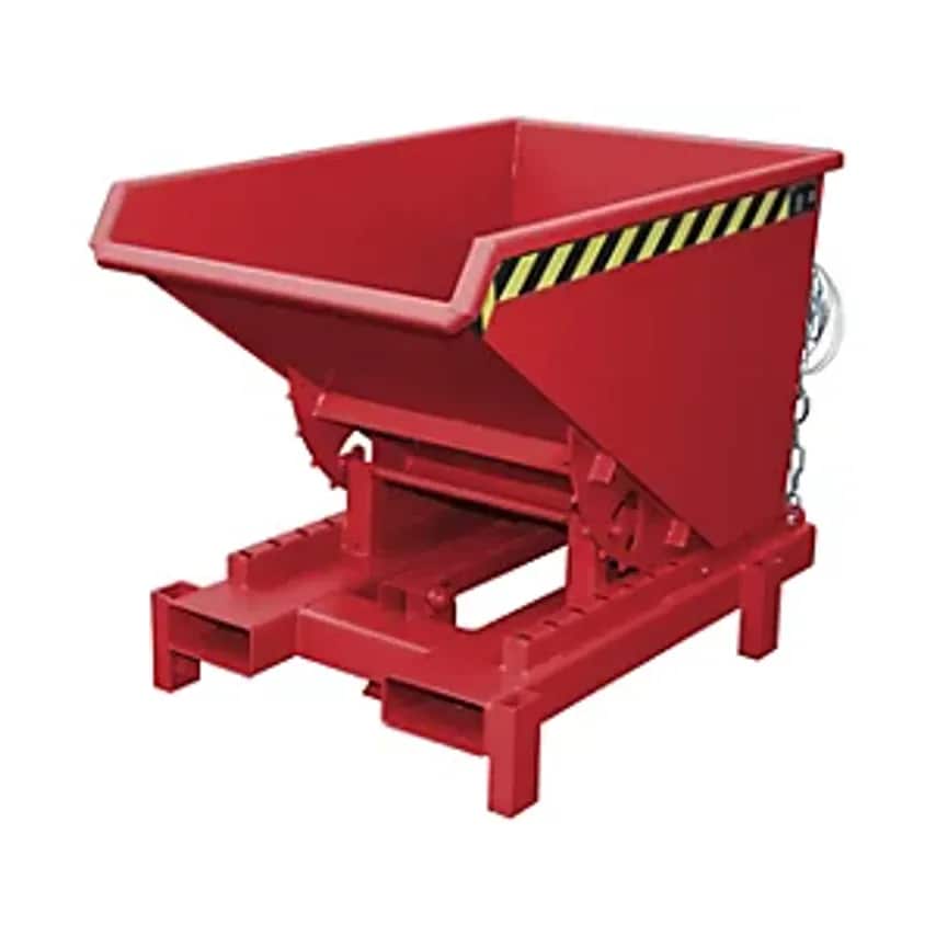 EUROKRAFTpro Heavy Duty Tilting Skip, Capacity 0.3 m, Max. Load 4000 Kg, Red RAL