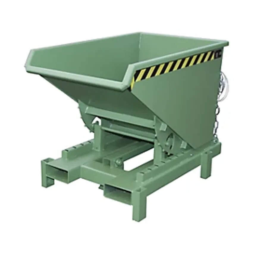 EUROKRAFTpro Heavy Duty Tilting Skip, Capacity 0.3 m, Max. Load 4000 Kg, Green R