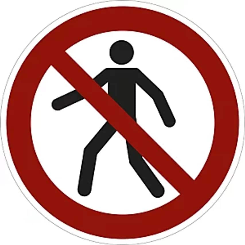 MARAHRENS Prohibition Sign, No Pedestrian Access, Pack Of 10, Film, 100mm